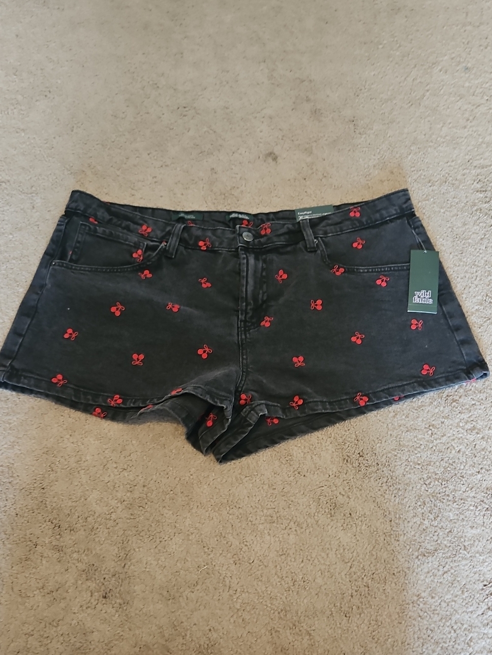 NWT Wild Fable Women’s Black Cherry Embroidered Denim Shorts